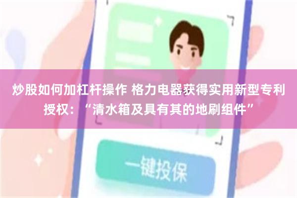 炒股如何加杠杆操作 格力电器获得实用新型专利授权：“清水箱及具有其的地刷组件”