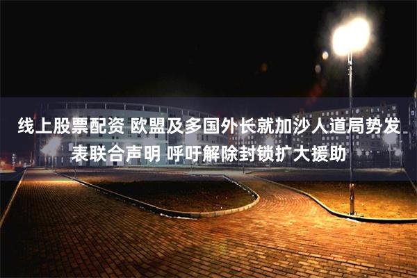 线上股票配资 欧盟及多国外长就加沙人道局势发表联合声明 呼吁解除封锁扩大援助