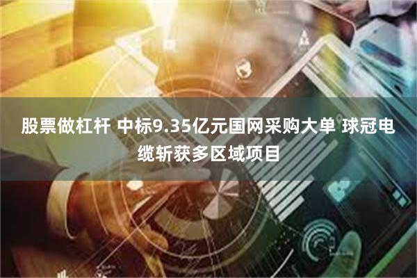 股票做杠杆 中标9.35亿元国网采购大单 球冠电缆斩获多区域项目