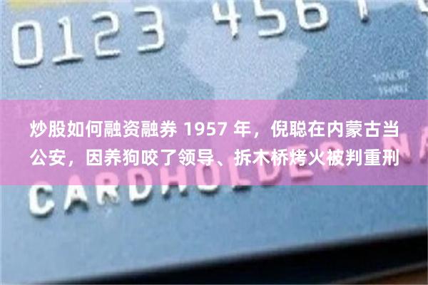 炒股如何融资融券 1957 年，倪聪在内蒙古当公安，因养狗咬了领导、拆木桥烤火被判重刑