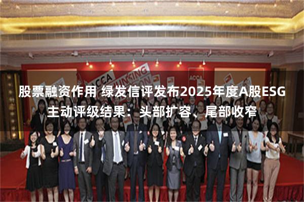 股票融资作用 绿发信评发布2025年度A股ESG主动评级结果：头部扩容、尾部收窄