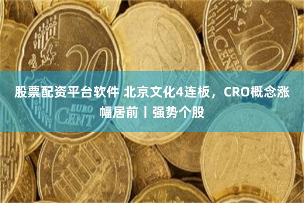 股票配资平台软件 北京文化4连板，CRO概念涨幅居前丨强势个股