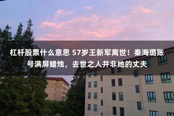 杠杆股票什么意思 57岁王新军离世!秦海璐账号满屏蜡烛,去世之人并非她的丈夫