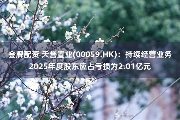 金牌配资 天誉置业(00059.HK)：持续经营业务2025年度股东应占亏损为2.01亿元