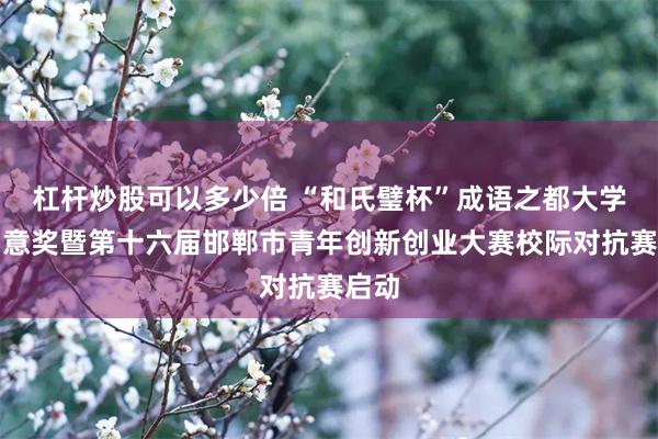 杠杆炒股可以多少倍 “和氏璧杯”成语之都大学生创意奖暨第十六届邯郸市青年创新创业大赛校际对抗赛启动