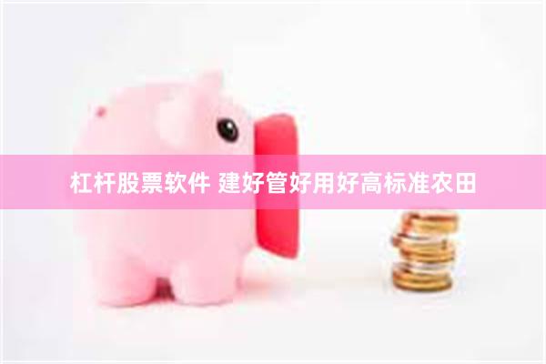 杠杆股票软件 建好管好用好高标准农田