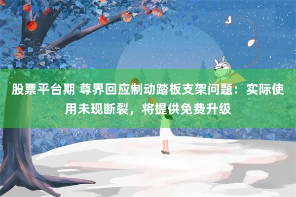 股票平台期 尊界回应制动踏板支架问题：实际使用未现断裂，将提供免费升级